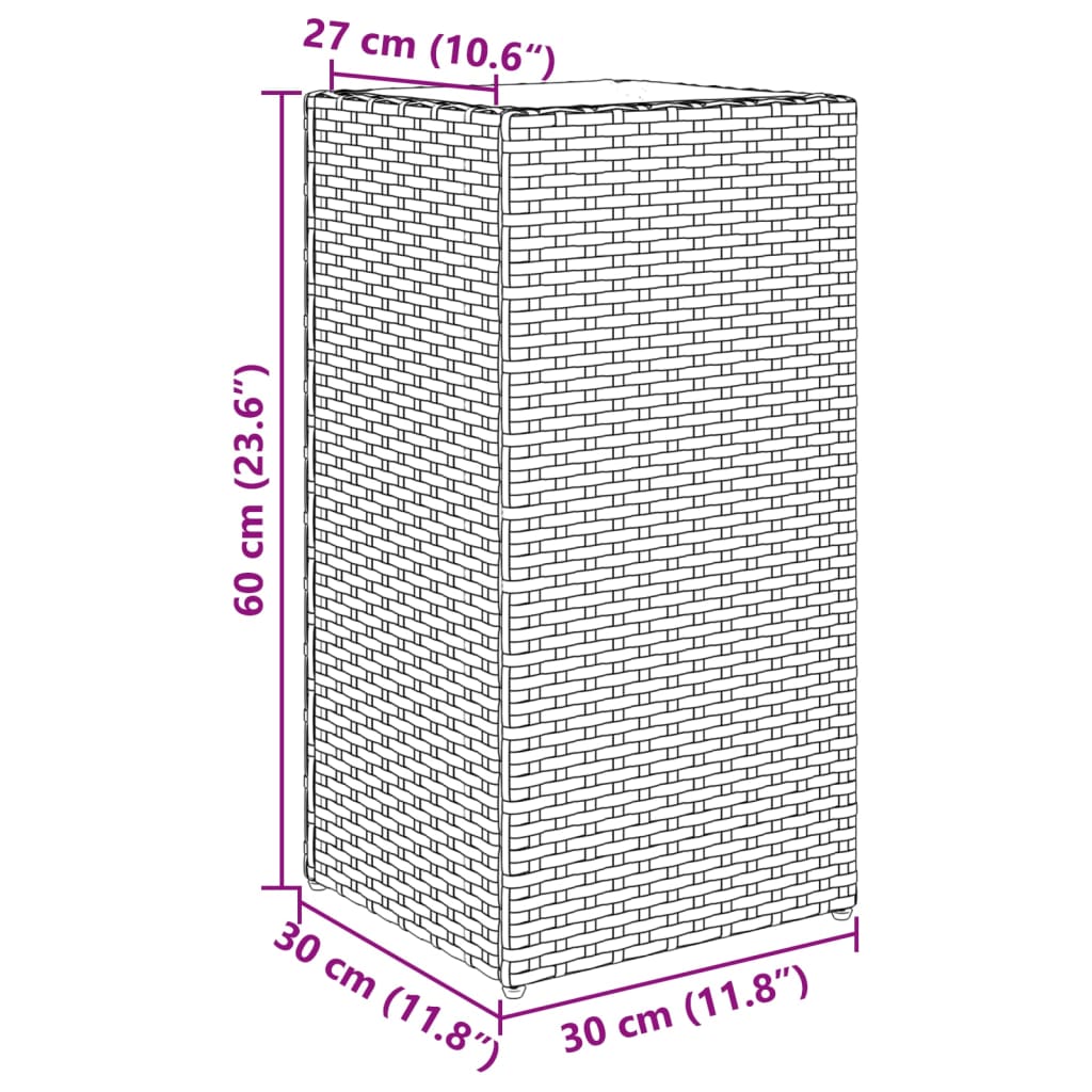 Jardinières 2 pcs gris 30x30x60 cm résine tressée