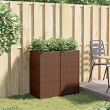 Jardinières 2 pcs marron 40x40x80 cm résine tressée