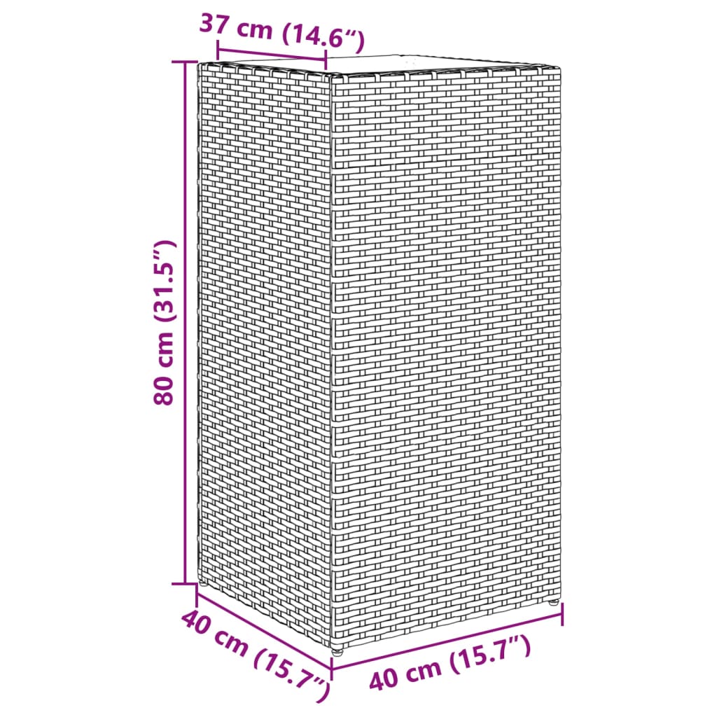 Jardinières 2 pcs gris 40x40x80 cm résine tressée