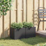 Jardinières 2 pcs noir 36x30x32 cm résine tressée