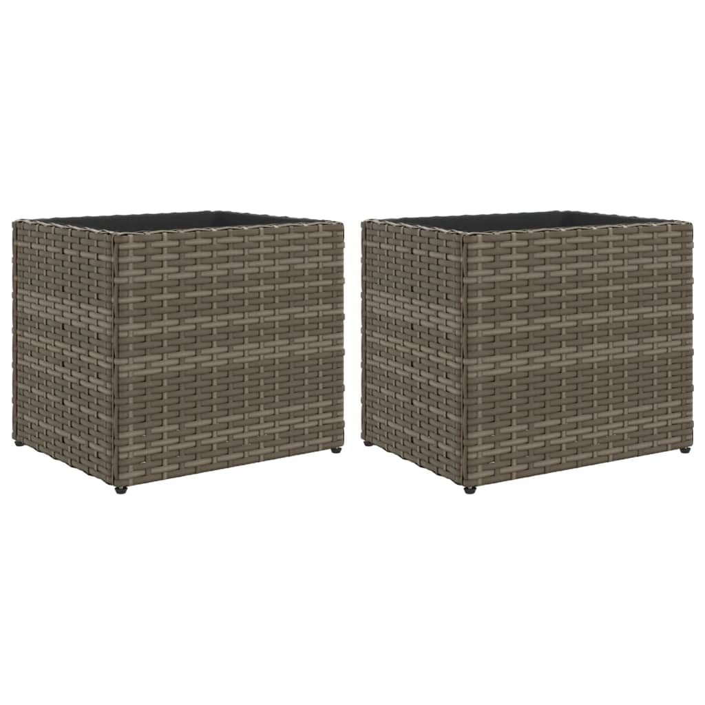 Jardinières 2 pcs gris 36x30x32 cm résine tressée