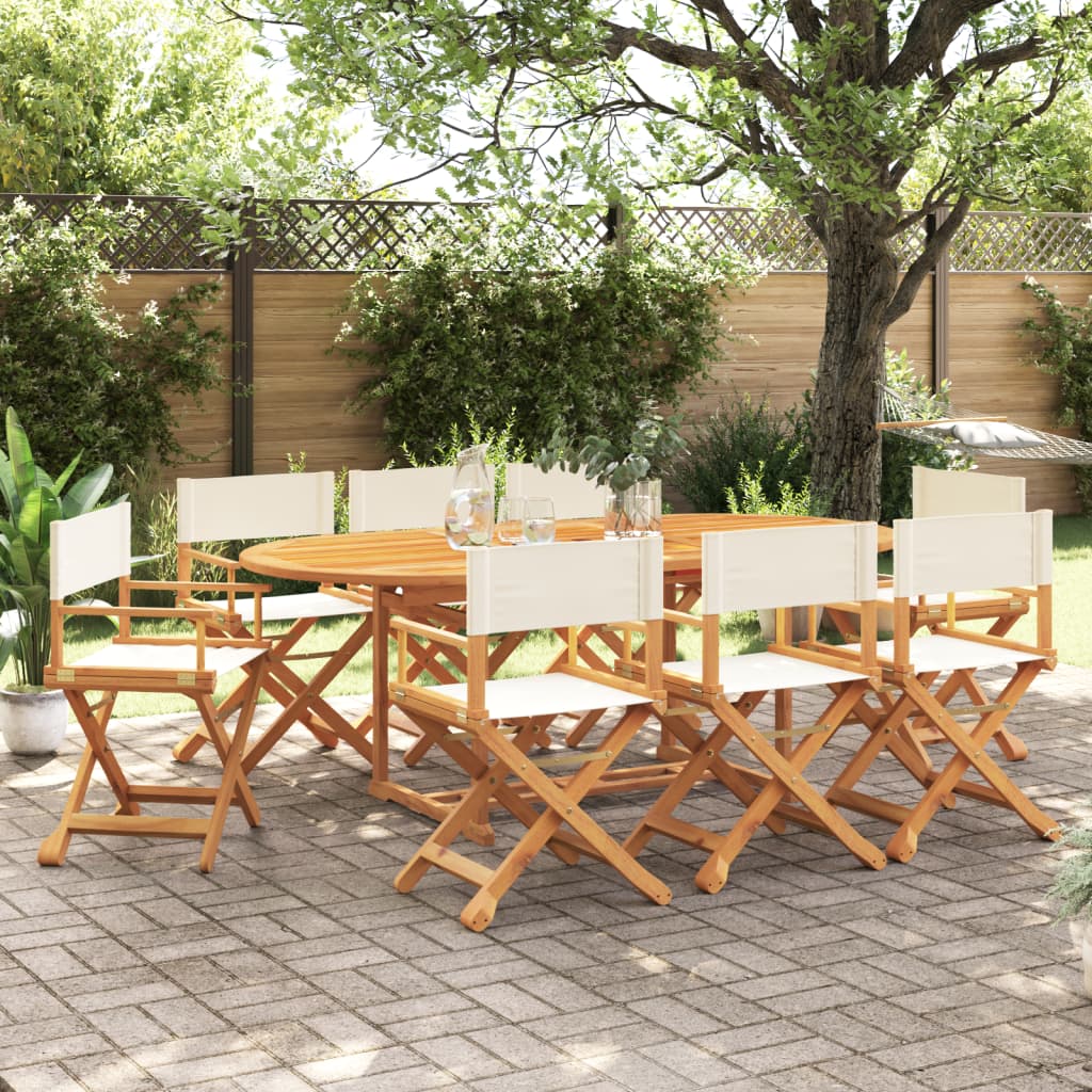 Chaises de jardin pliables lot de 8 blanc crème tissu