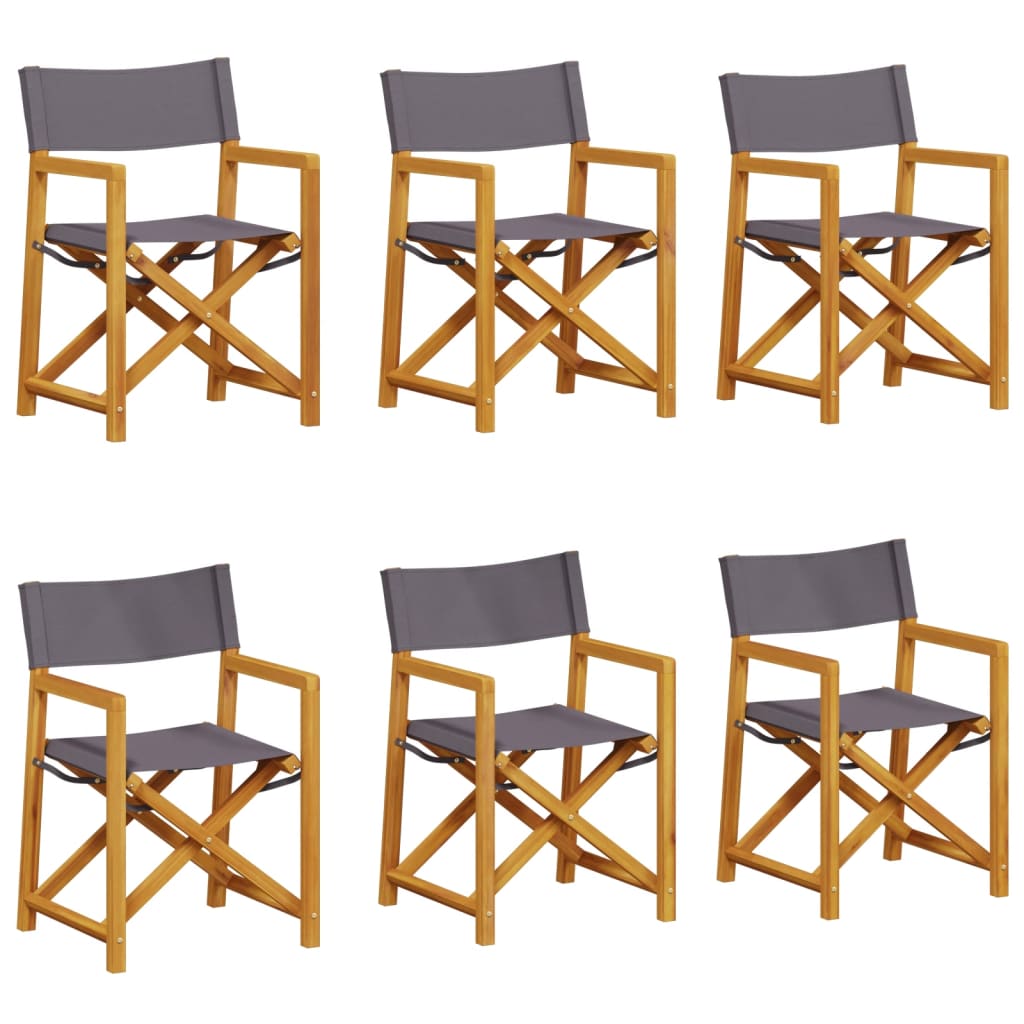 Chaises pliables de jardin lot de 6 gris foncé tissu