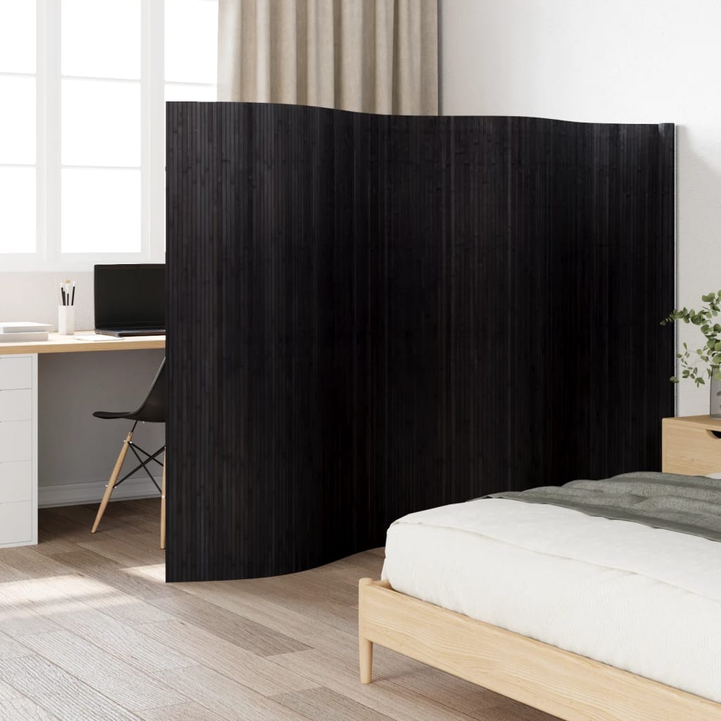 Black partition wall 165x400 cm bamboo