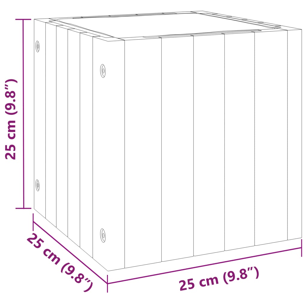 Jardinière 25x25x25 cm bois massif d'acacia