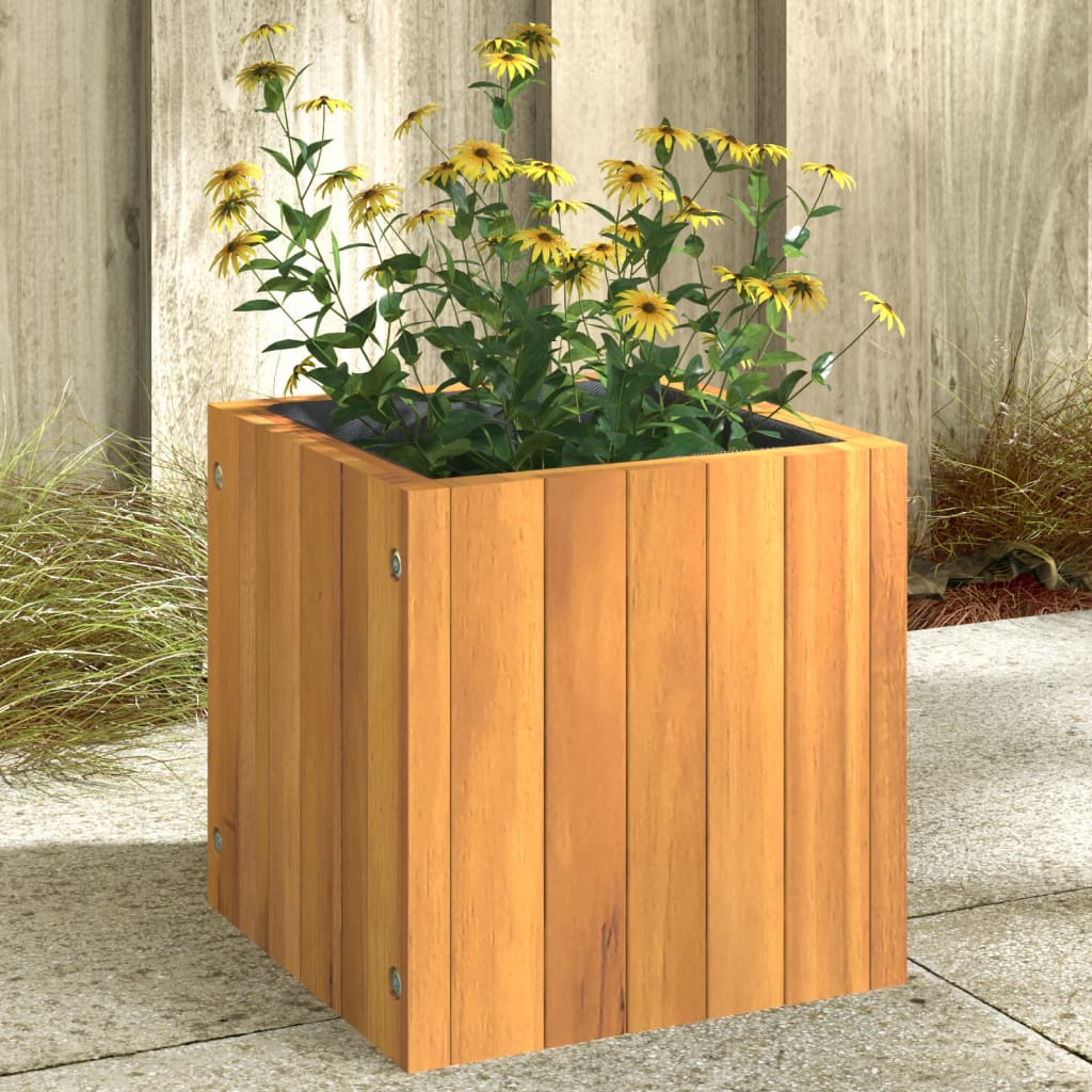 Jardinière 25x25x25 cm bois massif d'acacia