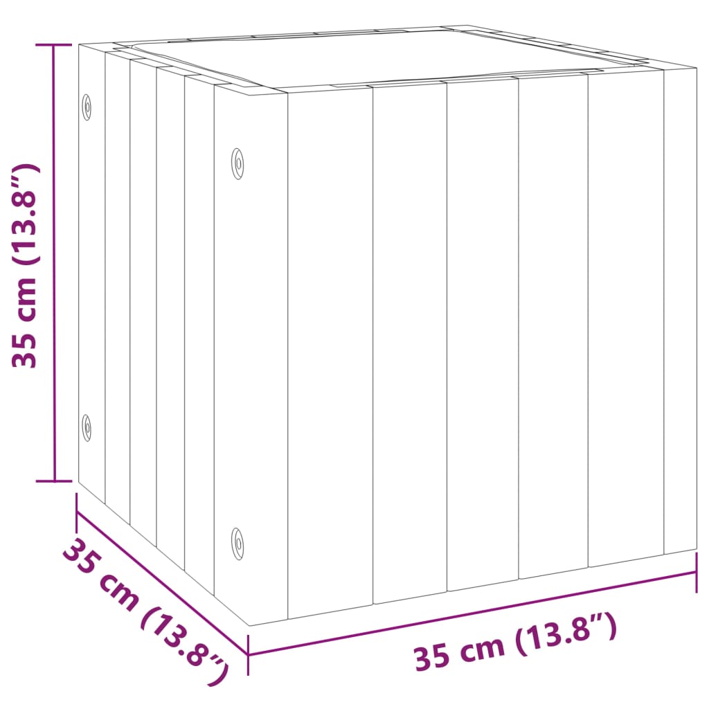 Planter 35x35x35 cm solid acacia wood