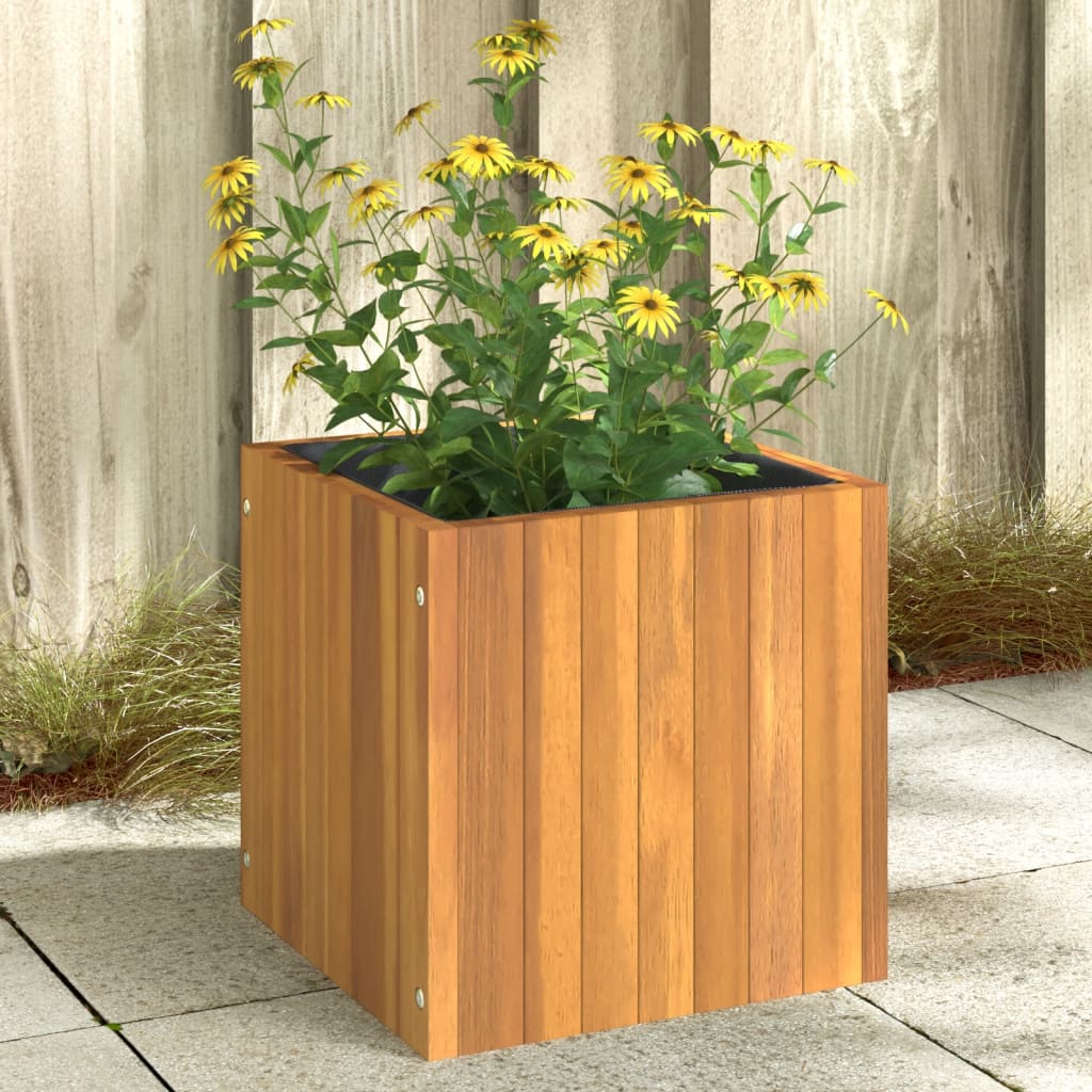 Jardinière 35x35x35 cm bois massif d'acacia