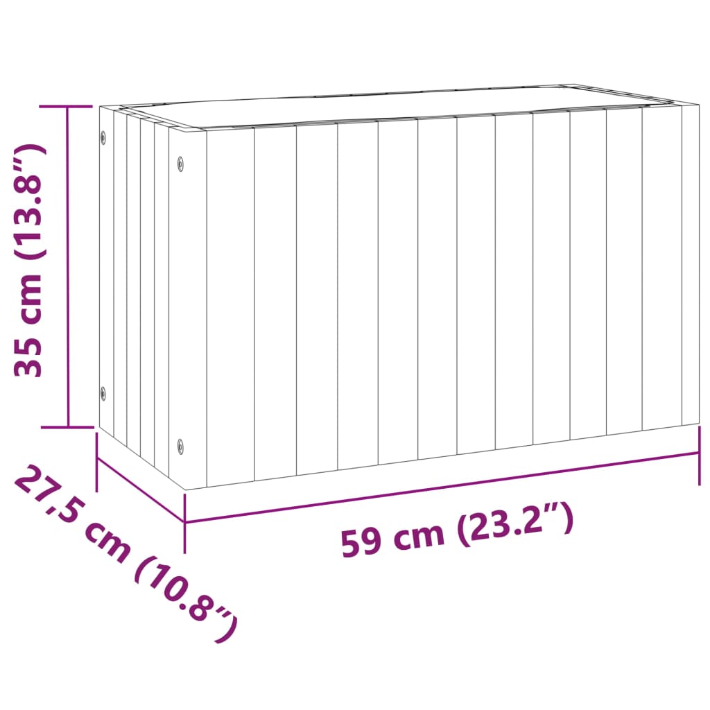 Jardinière 59x27,5x35 cm bois massif d'acacia