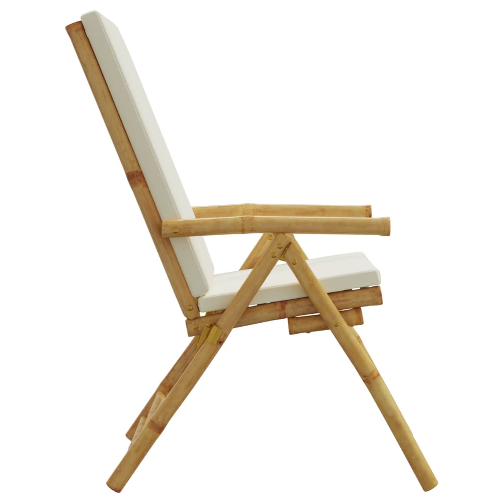 Chaises inclinables de jardin pliantes lot de 2 coussins bambou