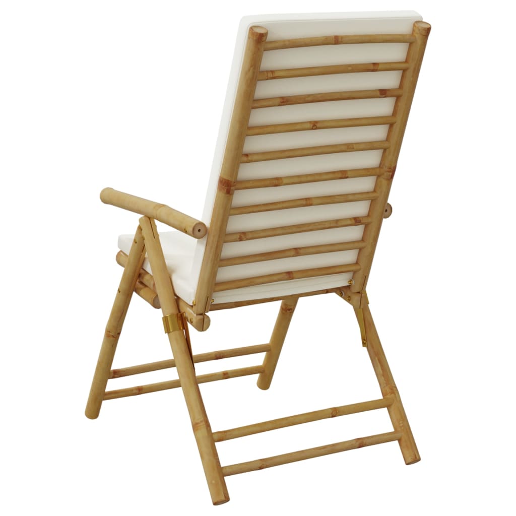 Chaises inclinables de jardin pliantes lot de 2 coussins bambou