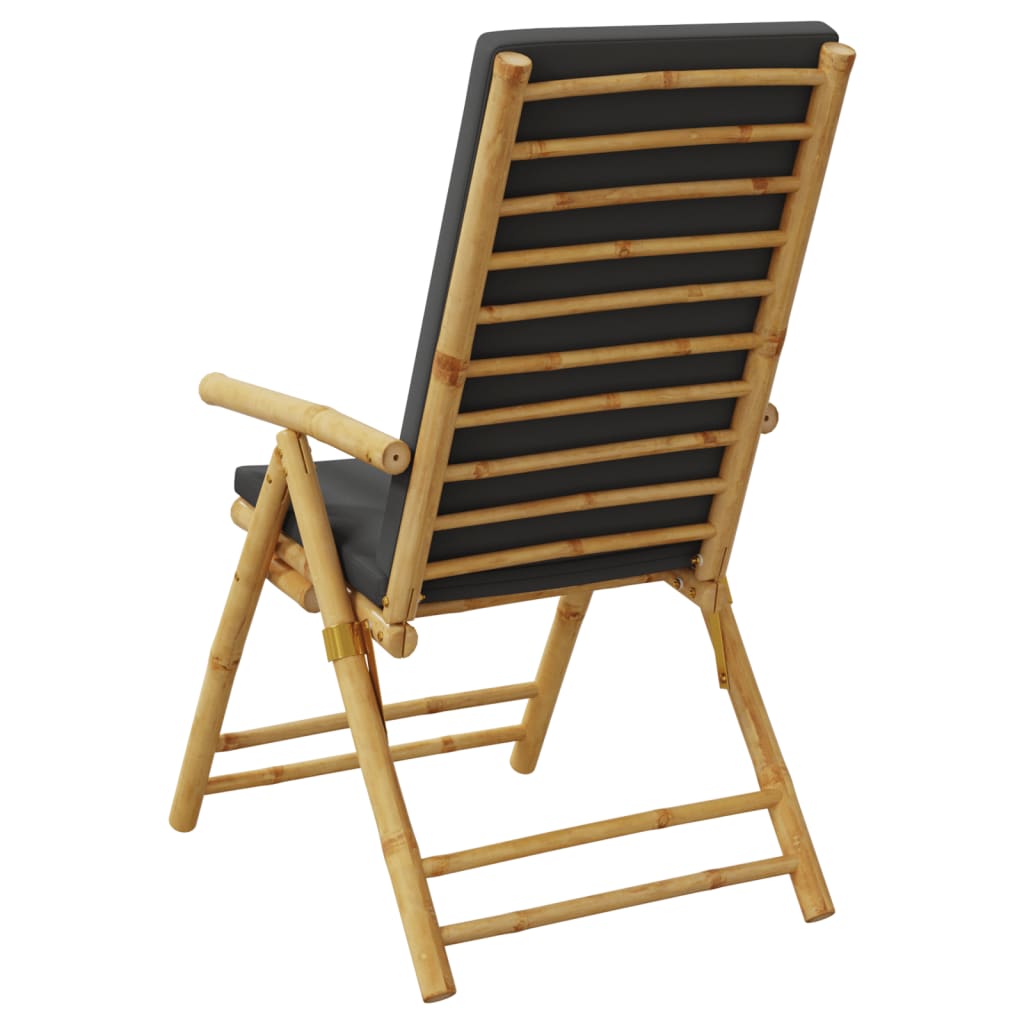 Folding garden reclining chairs set of 2 bamboo cushions