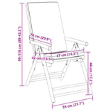 Folding garden reclining chairs set of 2 bamboo cushions