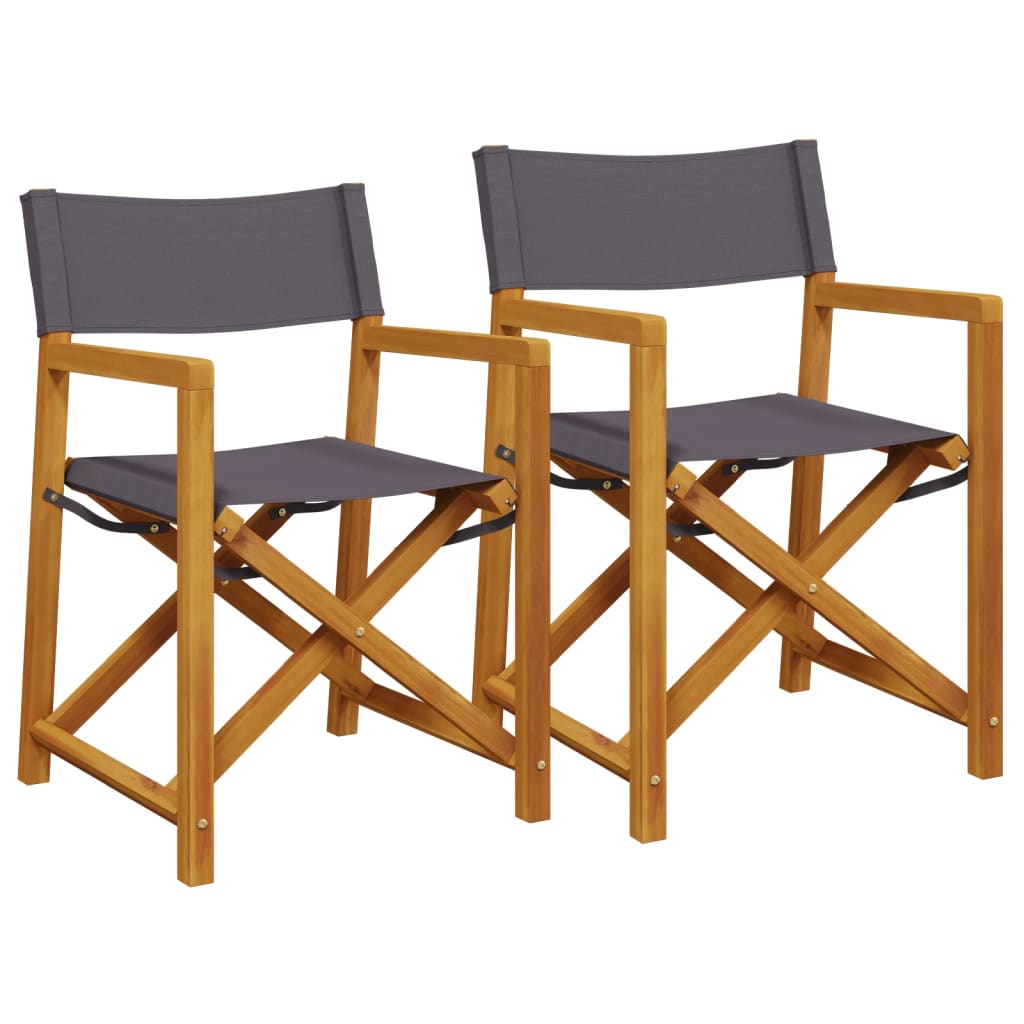 Chaises pliables de jardin lot de 2 gris foncé tissu