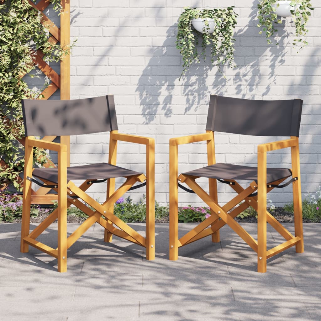 Chaises pliables de jardin lot de 2 gris foncé tissu