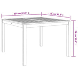 Table à manger de jardin 110x110x75 cm bois d'acacia massif