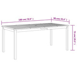 Table à manger de jardin 180x90x75 cm bois massif d'acacia