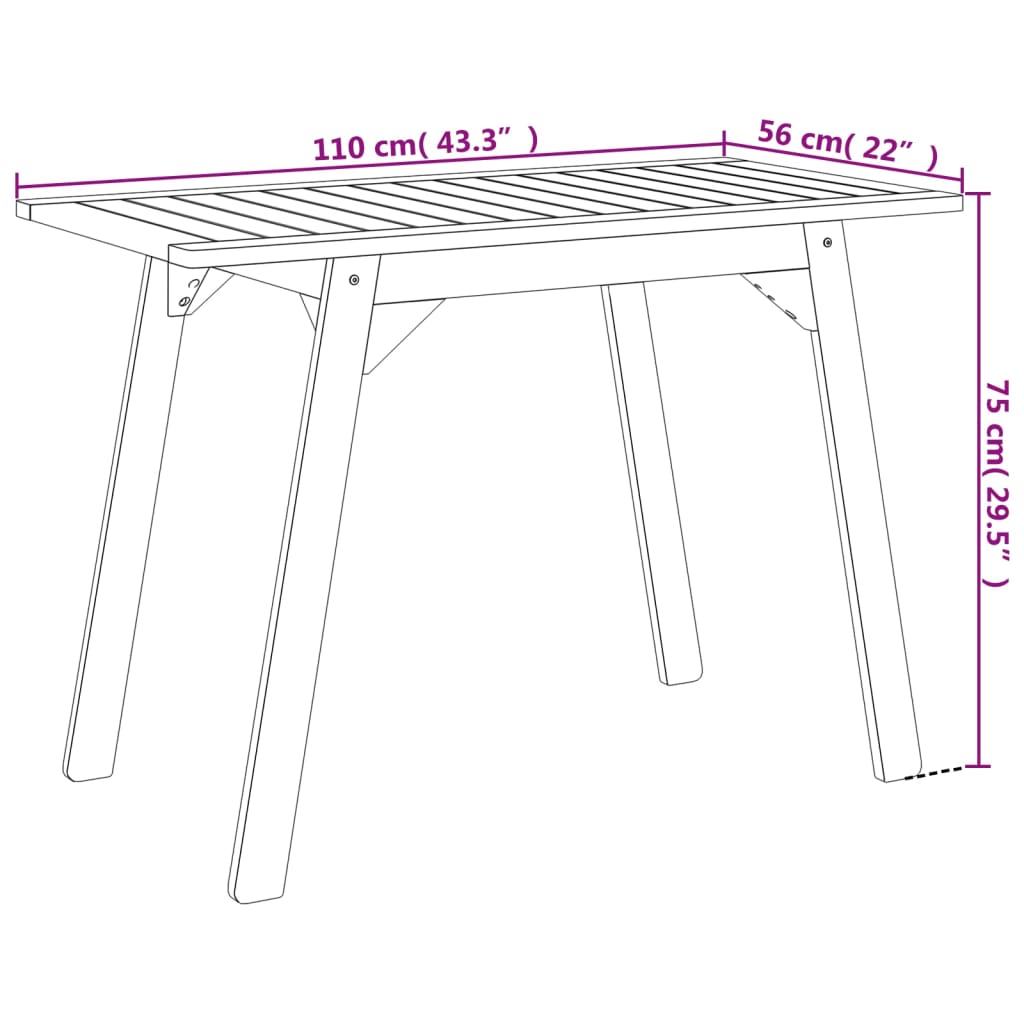 Table à manger de jardin 110x56x75 cm bois massif d'acacia