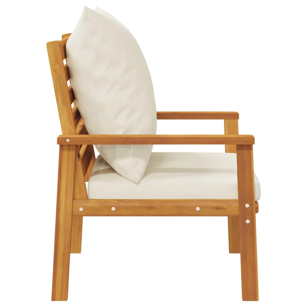 Fauteuil de jardin lot de 2 avec coussin bois massif d'acacia