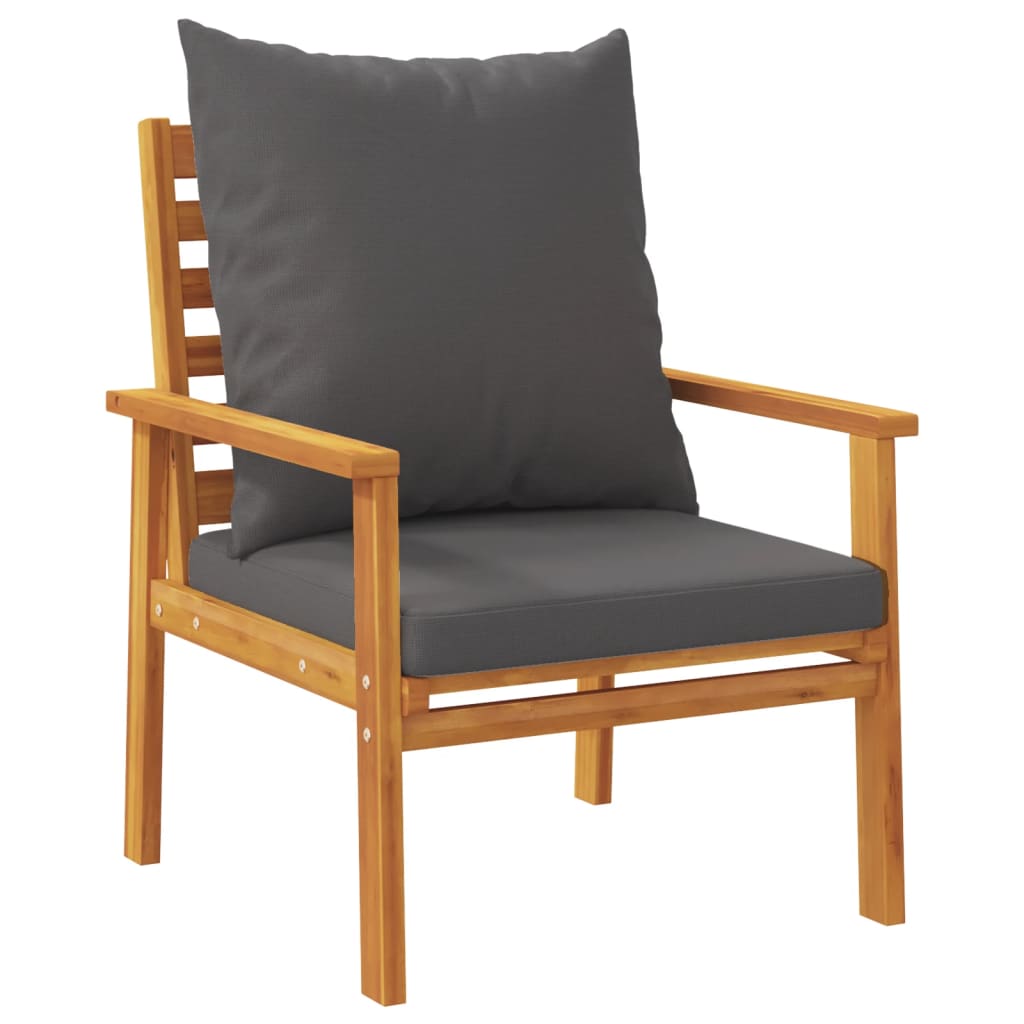 Fauteuil de jardin lot de 2 avec coussin bois massif d'acacia