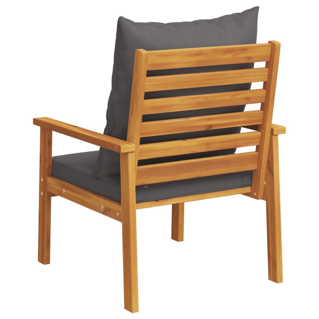 Fauteuil de jardin lot de 2 avec coussin bois massif d'acacia