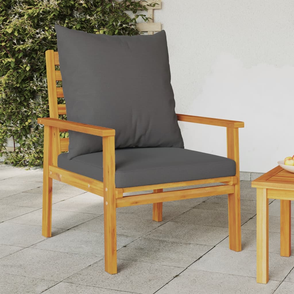 Fauteuil de jardin lot de 2 avec coussin bois massif d'acacia