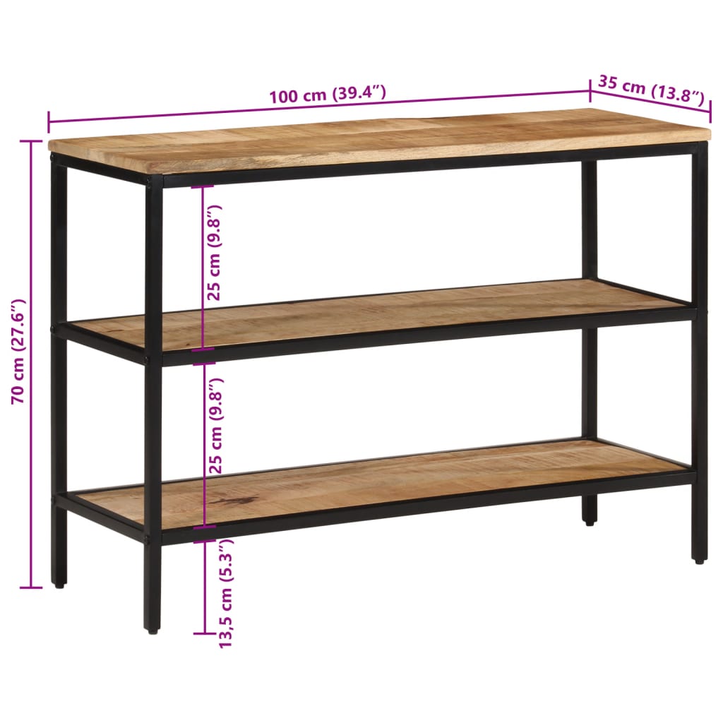 Konsolentisch 100x35x70 cm rohes massives Mangoholz