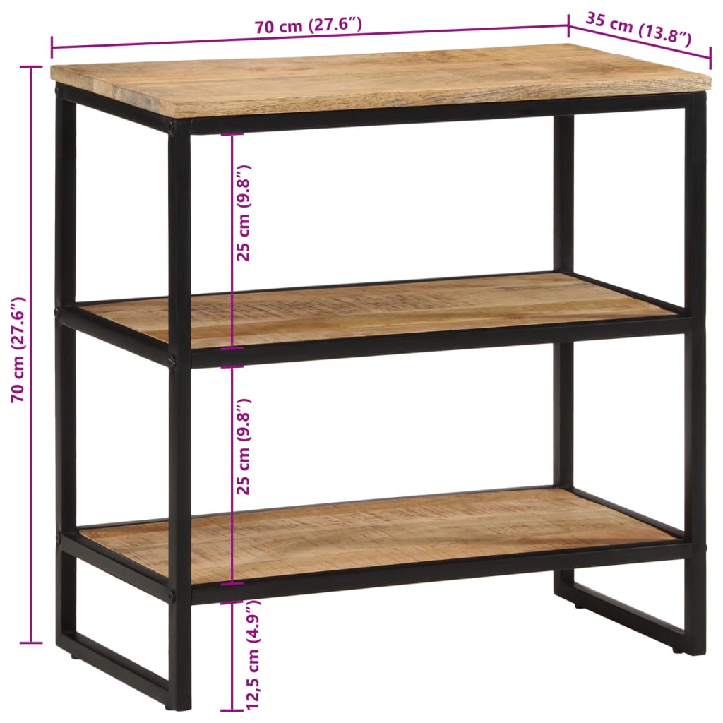 Konsolentisch 70x35x70 cm rohes massives Mangoholz