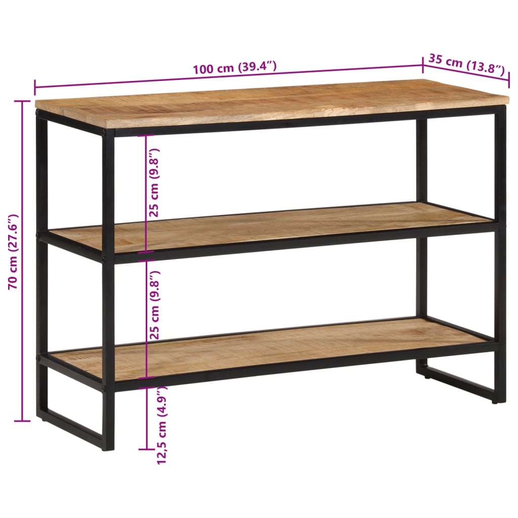 Konsolentisch 100x35x70 cm rohes massives Mangoholz