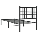 Cadre de lit métal sans matelas avec tête de lit noir 75x190 cm