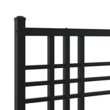 Cadre de lit métal sans matelas avec tête de lit noir 75x190 cm