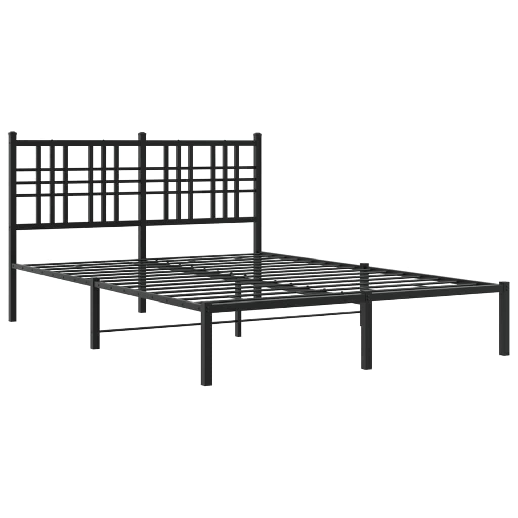 Cadre de lit métal sans matelas avec tête de lit noir 135x190cm