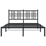 Cadre de lit métal sans matelas avec tête de lit noir 135x190cm