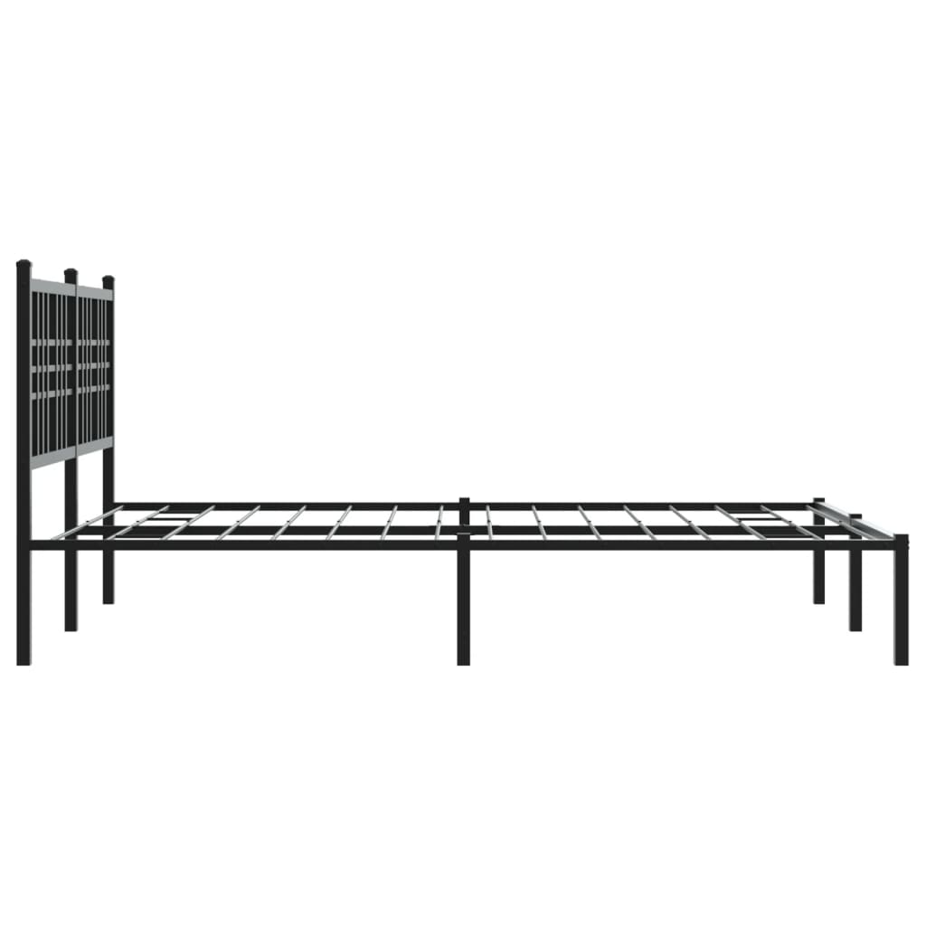 Cadre de lit métal sans matelas avec tête de lit noir 135x190cm