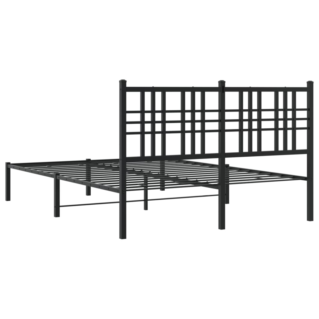 Cadre de lit métal sans matelas avec tête de lit noir 135x190cm