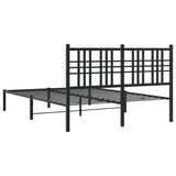 Cadre de lit métal sans matelas avec tête de lit noir 135x190cm