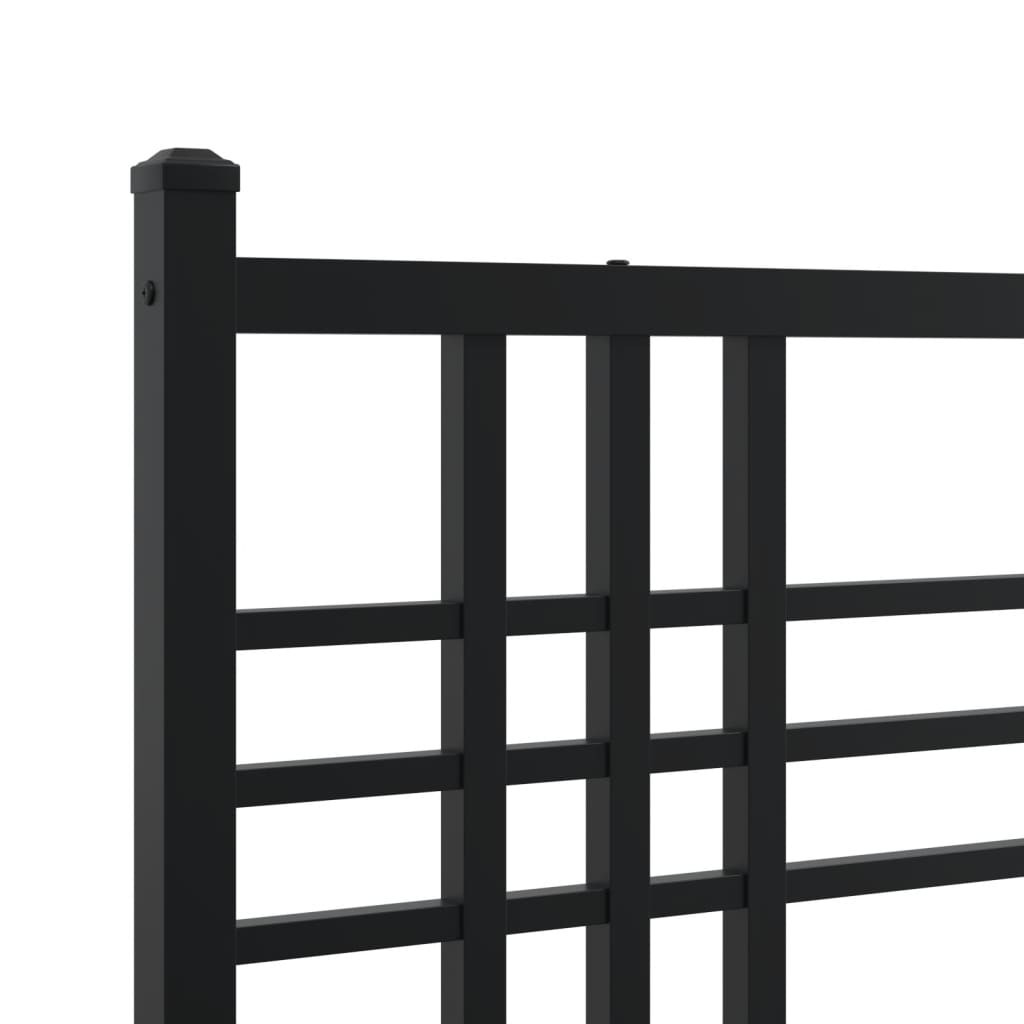 Cadre de lit métal sans matelas avec tête de lit noir 135x190cm