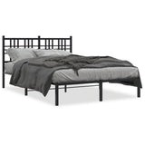 Cadre de lit métal sans matelas avec tête de lit noir 140x190cm