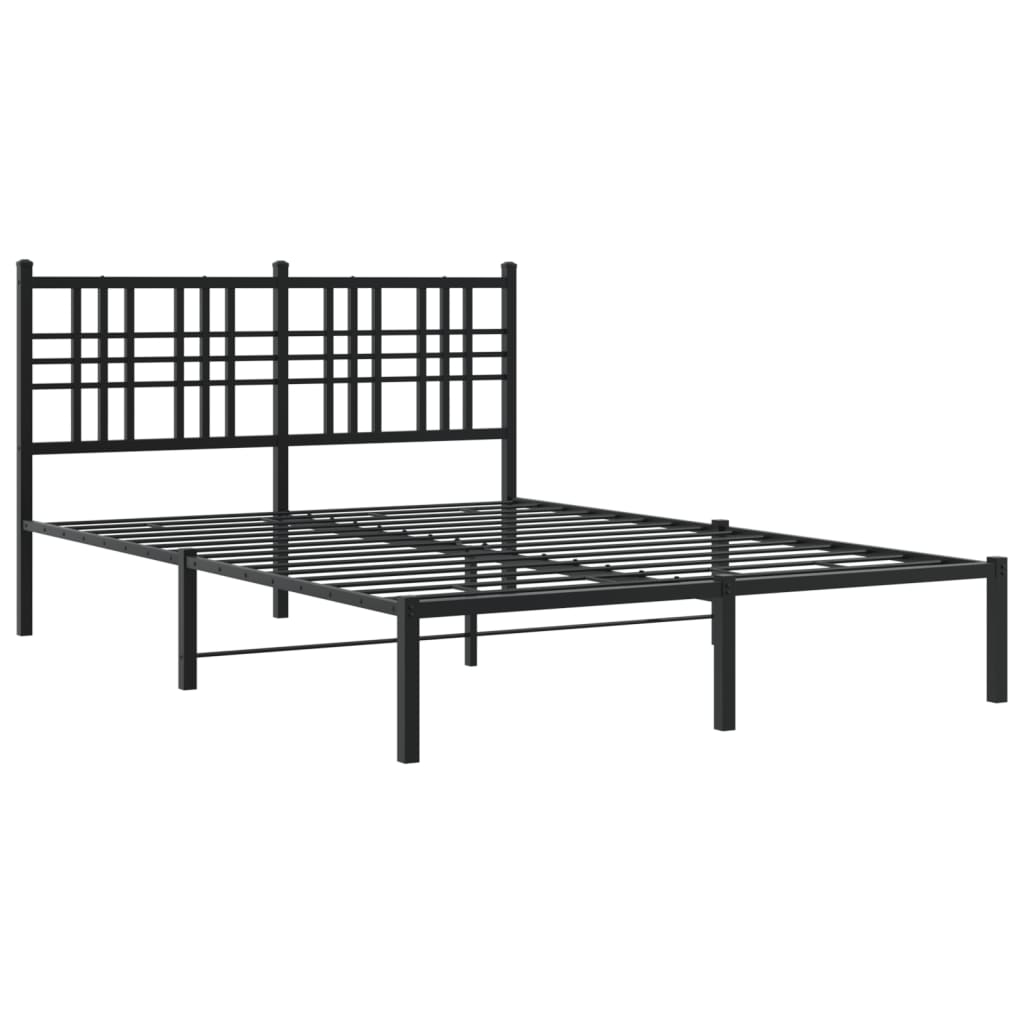 Cadre de lit métal sans matelas avec tête de lit noir 140x190cm