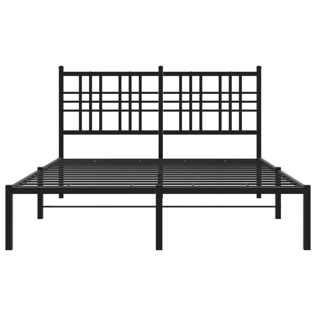 Cadre de lit métal sans matelas avec tête de lit noir 140x190cm