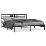 Cadre de lit métal sans matelas avec tête de lit noir 183x213cm