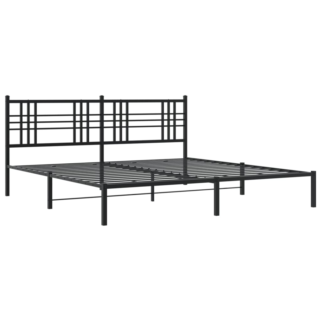 Cadre de lit métal sans matelas avec tête de lit noir 183x213cm