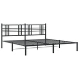 Cadre de lit métal sans matelas avec tête de lit noir 183x213cm