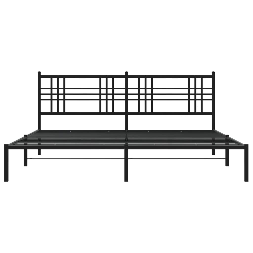 Cadre de lit métal sans matelas avec tête de lit noir 183x213cm