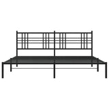 Cadre de lit métal sans matelas avec tête de lit noir 183x213cm