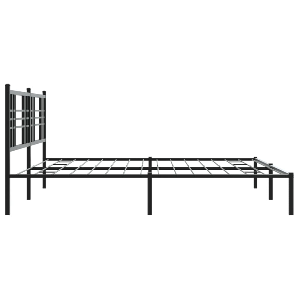 Cadre de lit métal sans matelas avec tête de lit noir 183x213cm