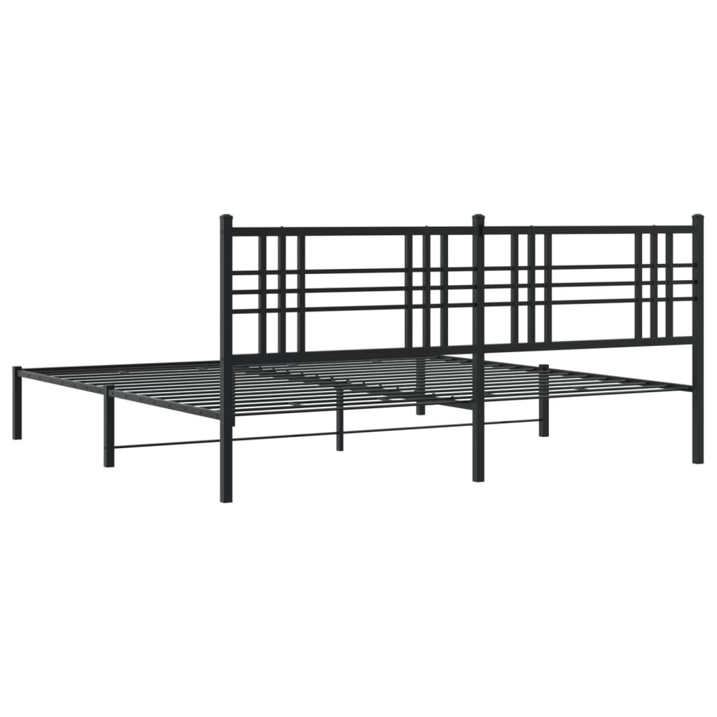 Cadre de lit métal sans matelas avec tête de lit noir 183x213cm