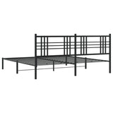 Cadre de lit métal sans matelas avec tête de lit noir 183x213cm