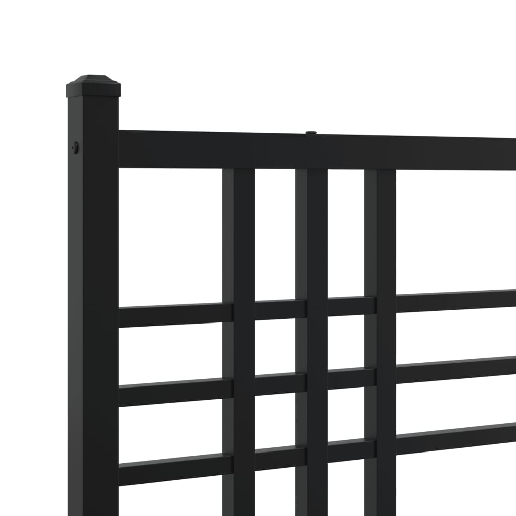 Cadre de lit métal sans matelas avec tête de lit noir 183x213cm