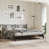 Cadre de lit métal sans matelas avec tête de lit noir 183x213cm